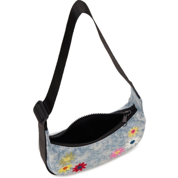 No Boundaries Juniors Crossbody Hobo Handbag, Denim - Picture 3 of 4